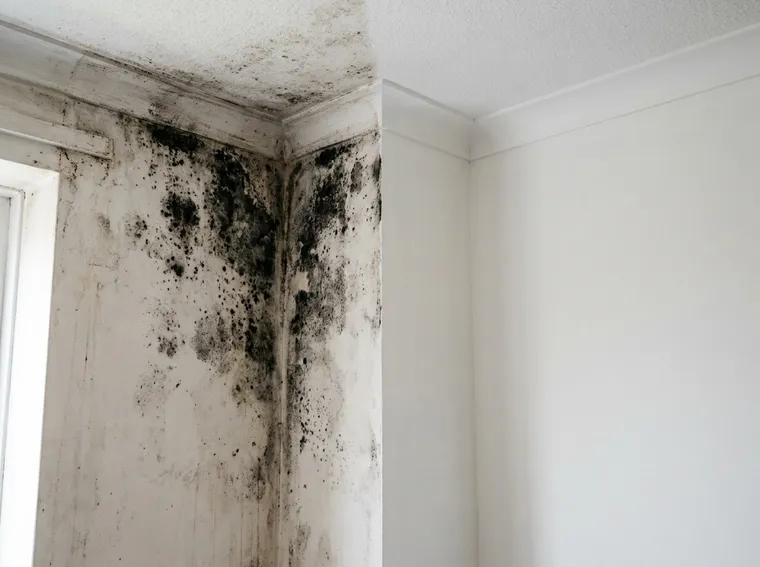 Fachgerechte Schimmelsanierung: befallene Wandecke wird behandelt und neu gestrichen